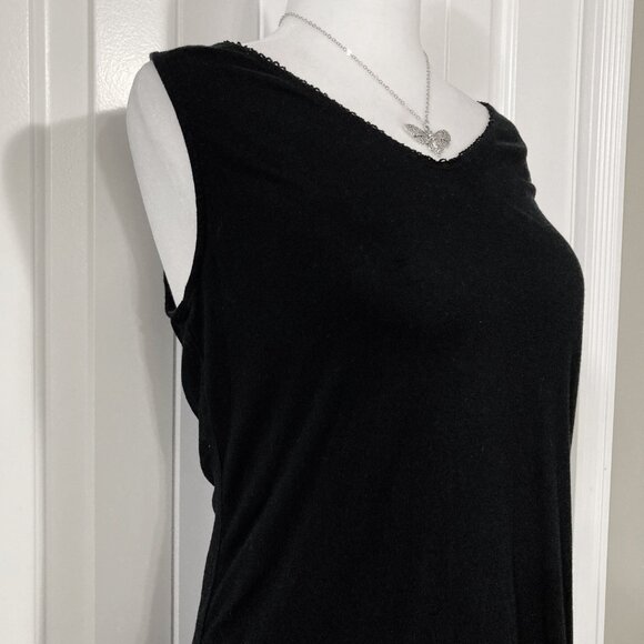 CAROLE HOCHMAN Black stretchy cotton v-neck tank top ~ SMALL MEDIUM goth shirt - Picture 4 of 14